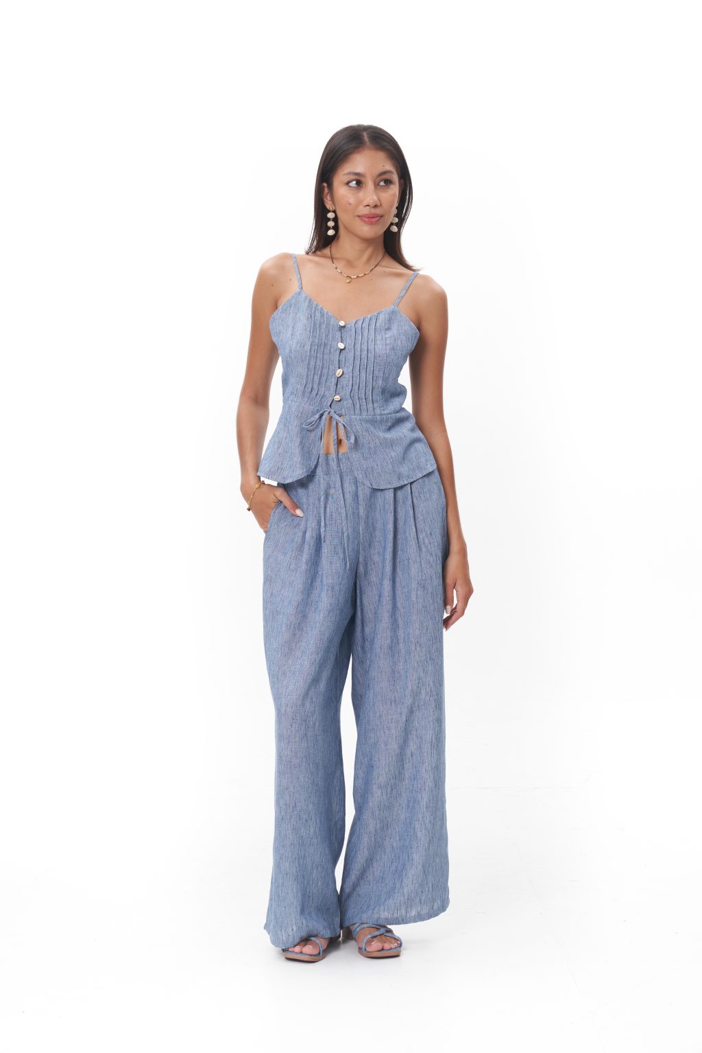 Luma Pant The Luma Pant is defined by its fluid wide-leg cut and relaxed drape. Designed to sit comfortably at the waist, it elongates the silhouette while offering all-day ease. Lightweight and breathable, it balances bohemian softness with modern polish, making it a timeless staple whether styled as a set or worn separately.