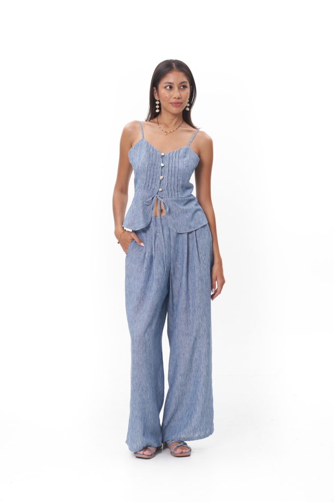 Luma Pant The Luma Pant is defined by its fluid wide-leg cut and relaxed drape. Designed to sit comfortably at the waist, it elongates the silhouette while offering all-day ease. Lightweight and breathable, it balances bohemian softness with modern polish, making it a timeless staple whether styled as a set or worn separately.