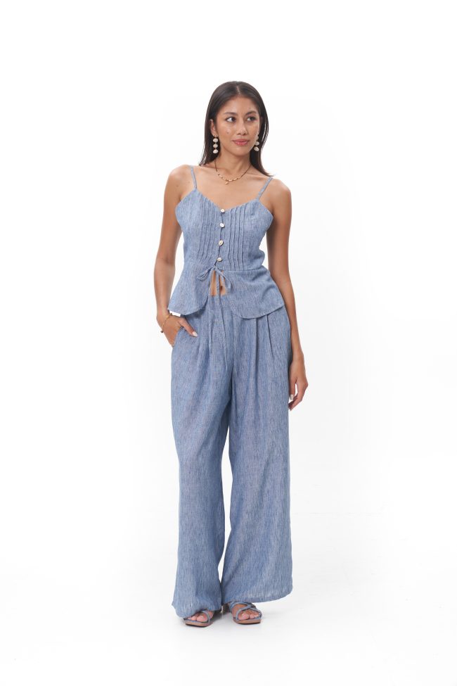 Luma Pant The Luma Pant is defined by its fluid wide-leg cut and relaxed drape. Designed to sit comfortably at the waist, it elongates the silhouette while offering all-day ease. Lightweight and breathable, it balances bohemian softness with modern polish, making it a timeless staple whether styled as a set or worn separately.